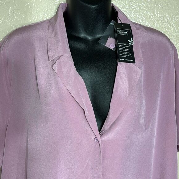 Lilysilk 100% mulberry silk button front hi low top nwt xxl - Picture 2 of 8